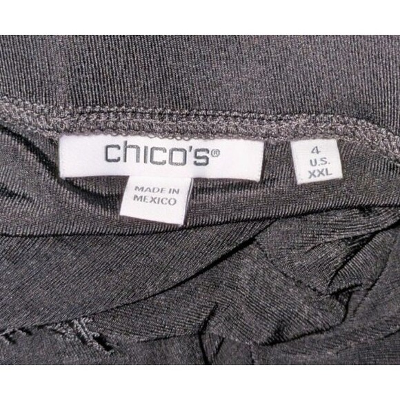 Chico's Skirt XXL Women's Black Stretch Knit Sheer Lace Trim Midi Pull On Comfy - Picture 6 of 7